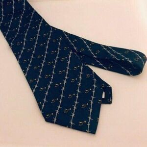 #1737 VINTAGE CIRCLE S NAVY BLUE SILK NECKTIE 58X4